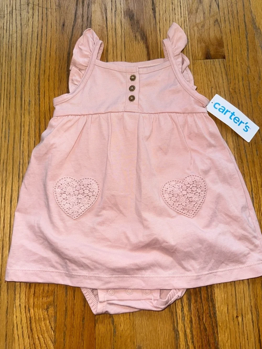 Carter's Light Pink Baby Dress with Crochet Hearts